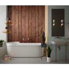 Mikasso 100CMX200CM Premium Suya Dayanıklı Banyo Duvar Zemin Kaplama Yapışkanlı Folyo Kahverengi