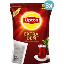 Lipton Extra Dem Siyah Çay 700 gr 35'li Demlik Poşet Çay Yoğun Kıpkırmızı Dem Kilitli Paket x 3 Adet