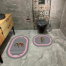 Mikasso Su Emici Kaymaz Tabanlı 2li Banyo Paspas Takımı Sünger Dolgulu Yumuşak Dokulu Dekoratif Takım Polyes