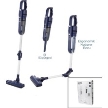 Nevamel® Sinbo Dikey Elektrikli Pratik Süpürge - Lacivert Renk - Katlanabilir Boru - 3 Hepa Filtre