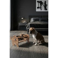 GOBYPET Ahşap Özel İsim Baskılı Küçük Ve Orta Irk Köpekler İçin Ayarlanabilir Mama Ve Su Kabı Paspas Hediyeli