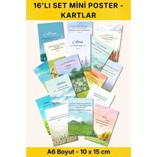 Nur Print 16'lı Motivasyon Ayet Mini Poster Seti A6 Boyut Pastel Minimalist Islami Motto Kart Seti
