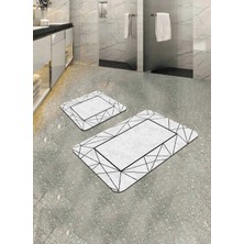 Mikasso Su Emici Kaymaz Tabanlı 2li Banyo Paspas Takımı Sünger Dolgulu Yumuşak Dokulu Dekoratif Takım Polyes
