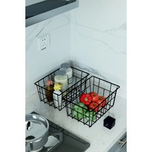 Mikasso 2'li Büyük Boy Lüks Sepet Mutfak Düzenleyici Banyo Organizer Tel Sepet Metal Organizer Meyve Sepeti