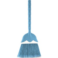 Mikasso F327 Lale Süpürge 60 cm No:3 Uzun Saplı Bahçe Balkon Ofis El Süpürgesi Toz ve Çöp Süpürücü Mavi Plas
