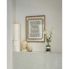 Mikasso Wash Your Damn Hands, Banyo Temalı Poster, Çerçevesiz Banyo Posteri, Banyo Dekorasyon Kağıt Siyah Çe