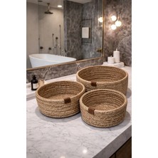Mikasso Jüt ,hasır ,sepet, Siyah Sepet , Dekor, Düzenleyici , Ekmek Sepeti ,banyo Sepeti, Üçlü Takım Jüt Kah