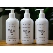 Mikasso 3lü Set Beyaz Set Boş Plastik Şişe Çamaşır Suyu Bulaşık Deterjanlık Sıvı Sabunluk 3X250ML