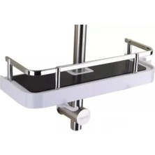 Mikasso Banyo Rafı Şampuanlık Krom Kaplama Metal Korumalı Banyo Organizeri Duş Organizeri Metal Beyaz