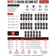 Civata Deposu M12X1.5 Helicoil Yayı Diş Tamir Seti - 50 Parça (1d 1.5d 2d 2.5d 3D