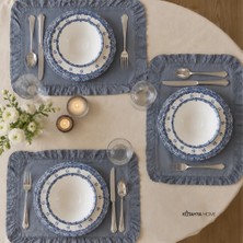 Kütahya Home Blue Romance 24 Parça Desenli Porselen Yemek Takımı – Şık Sofra Seti Mavi Vintage