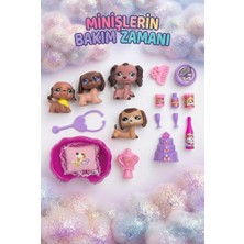 Farbu Oyuncak Minişlerin Bakım Zamanı Pet Shop Oyun Seti Kaleme Takılabilir Kahverengi Köpek Figürlü ve Sevimli Aksesuarlı 3 Yaş+ Çocuk Oyuncak
