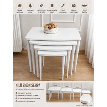 Home Başaran Mobilya Üst Kalite  MDF  Lam 4'lü  Beyaz  Zigon Sehpa Beyaz  Sehpa
