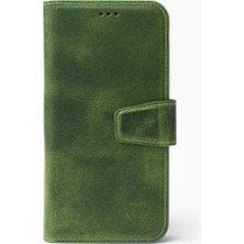 Zawa Apple iPhone 15 Pro Max Uyumlu Classic Hakiki Deri Kapaklı Kılıf