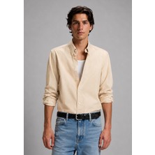 Boss Erkek Regular Fit Logo Desenli Pamuklu Uzun Kollu Sarı Gömlek 50566988-714