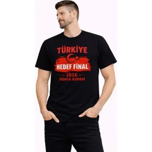 Erkek Türkiye Baskılı Tişört Ay Yıldız 2026 Dünya Kupası Taraftar Forma T-Shirt - Siyah