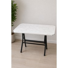 Hazar Gıda Mermer Desenli Katlanır Mutfak ve Yemek Masası / Çok Amaçlı Çalışma Masası
