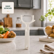 Ince Sebze Soyacağı Paslanmaz Çelik Bıçaklı Şeffaf Koruma Kapaklı Çürük Temizleme Uçlu Ergonomik Plastik Soyacak Patates Havuç Salatalık Meyve Soyucu Sariva Home