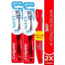 Colgate 360 Gelişmiş 4 Yönlü Koruma Yumuşak Diş Fırçası x 2 Adet + Diş Fırçası Kabı