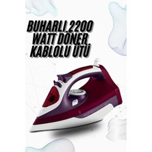 HERŞEYBURDAMODA Buharlı Kablolu Ütü 2200 Watt Kireçlenme Önleyici Şok Buharlı