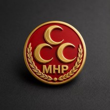 kuyumcudan Milliyetçi Hareket Partisi Altın Kaplama Yaka Rozeti (Mhp)
