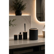 Mikasso 5'li Banyo Seti Siyah 7 Litre Tuvalet Kova Wc Set Plastik Siyah