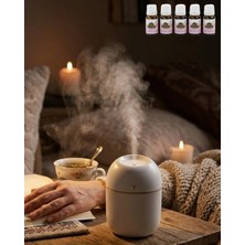 Esranın Dünyası Mini Nemlendirici 5 Esans Hediyeli LED Işıklı Taşınabilir Aromaterapi Buhar Makinesi