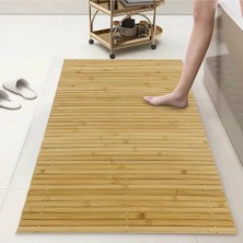 Mikasso Bambu Banyo Matı Kaydırmaz Çamaşır Makinası Üstü Örtüsü Mutfak Bulaşık Matı Su Geçirmez 45X75 Bambu