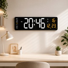Multizone Modern LED Duvar Saati 40 cm Büyük Dijital Ekran Uzaktan Kumandalı Takvimli Saat Siyah