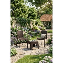 Netax Estelia Efes 2'li Set (2 Sandalye +1 Sehpa Camsız) Ekonomik Ürün Bahçe Balkon