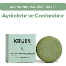 Krijen Canlandırıcı Etkili Spirulina & Hamamelis Yüz ve Vücut Temizleme Barı 95 gr Tüm Cilt Tipleri İçin