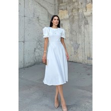 Sindi Moda Manolya Karpuz Kol Midi Elbise