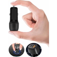 Belle Fusion Mey Ithalat® Hızlı Oto Şarj Cihazı 38W Çift Girişli Hızlı Şarj Oto Çakmaklık Type-C
