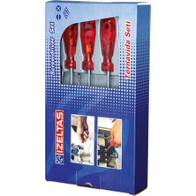 Belle Fusion Mey Ithalat® Izeltaş 4100 Düz Tornavida Takımı 8 Parça Kraft