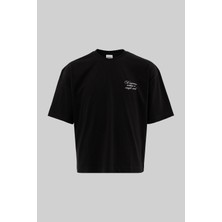 Machinist Clothing Erkek A Single Seed Baskılı Crop Oversize Tişört Siyah