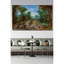 Şehber Kanvas Tablo Yatay Tekli Ev Kafe Ofis Jan Brueghel The Elder Gezgibli Orman Manzarası Tablosu 2956