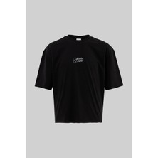 Machinist Clothing Erkek Shadow Of Doubt Baskılı Crop Oversize Tişört Siyah
