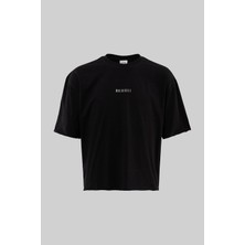 Machinist Clothing Erkek 87 Baskılı Crop Oversize Tişört Siyah