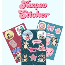 Kızçev Sticker Seti – 3'lü Penguen Temalı Dekoratif Sticker Paketi