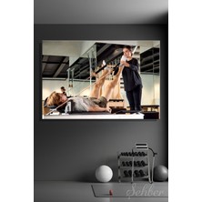 Şehber Kanvas Tablo Yatay Tekli Spor Salonu Fitness Eğitimi Reformer Makinası Egzersiz Yapan Bir Kişi 2953