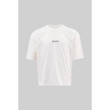 Machinist Clothing Erkek 87 Baskılı Crop Oversize Tişört Ekru