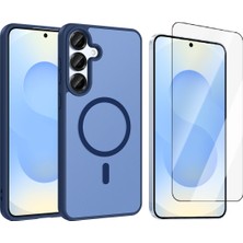 Vendas Samsung Galaxy A56 Uyumlu Kılıf M-Safe Şarj Özellikli Zore Babet Kapak + Cam Ekran Koruyucu