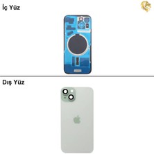 Arsking iPhone 15 Plus Yeşil Renk Arka Kapak Arka Cam Batarya Kapağı Lazer Kesim Kapak Pil Kapağı