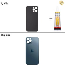 Arsking iPhone 12 Pro Max Mavi Arka Kapak Arka Cam Batarya Kapağı Lazer Kesim Kapak Pil Kapağı + B-7000 Yapıştırıcı