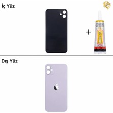 Arsking iPhone 11 Mor Arka Kapak Arka Cam Batarya Kapağı Lazer Kesim Kapak Pil Kapağı + B-7000 Yapıştırıcı