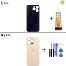 Arsking iPhone 13 Pro Altın Arka Kapak Arka Cam Batarya Kapağı Lazer Kesim Kapak Pil Kapağı + B-7000 Yapıştırıcı + Tamir Seti