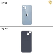 Arsking iPhone 14 Mavi Renk Arka Kapak Arka Cam Batarya Kapağı Lazer Kesim Kapak Pil Kapağı
