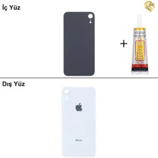 Arsking iPhone Xr Beyaz Arka Kapak Arka Cam Batarya Kapağı Lazer Kesim Kapak Pil Kapağı + B-7000 Yapıştırıcı