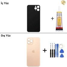 Arsking iPhone 11 Pro Max Altın Arka Kapak Arka Cam Batarya Kapağı Lazer Kesim Kapak Pil Kapağı + B-7000 Yapıştırıcı + Tamir Seti