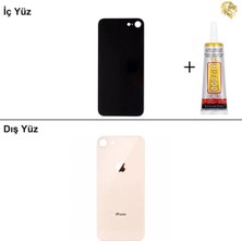 Arsking iPhone 8 Altın Arka Kapak Arka Cam Batarya Kapağı Lazer Kesim Kapak Pil Kapağı + B-7000 Yapıştırıcı